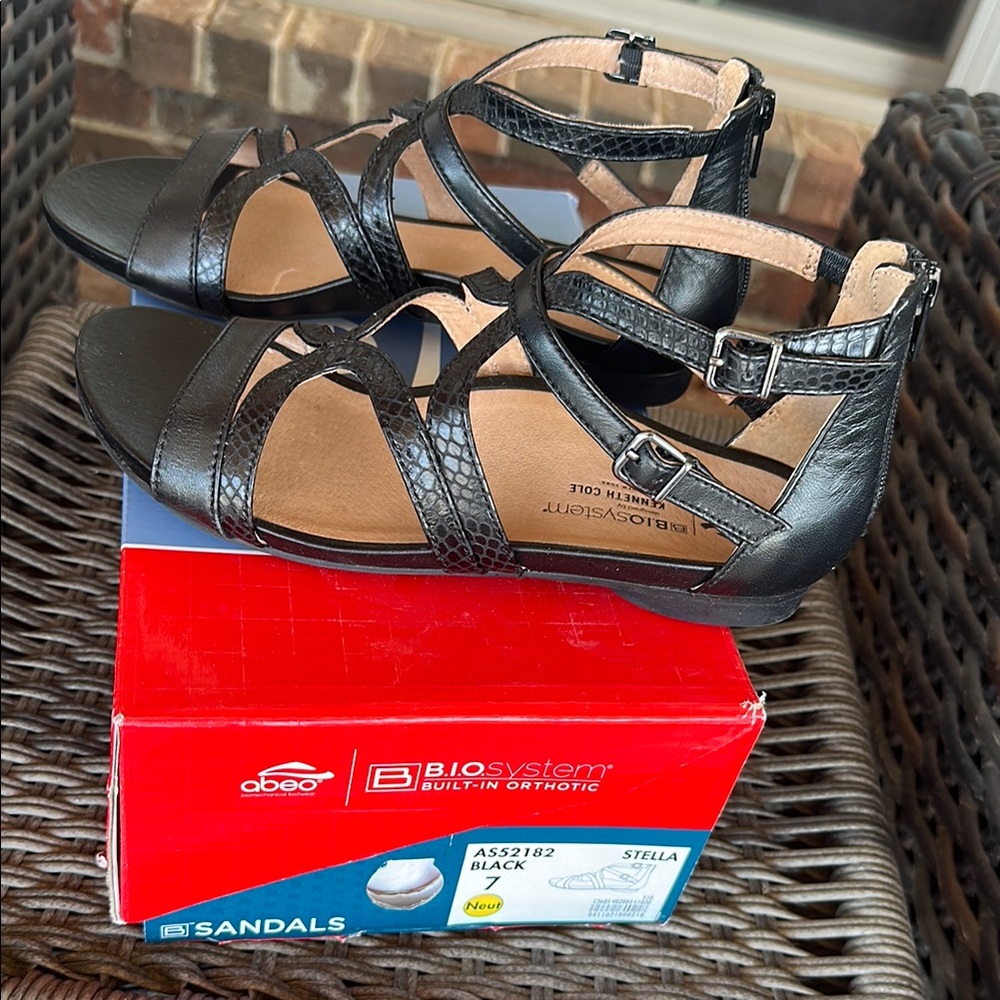 Abeo Black Gladiator Sandals with Ankle Strap
